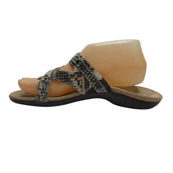 Dr. Andrew Weil Spirit Leather Snakeskin Sandals Orthotic Flip Flops Womens 8 - Picture 4 of 12